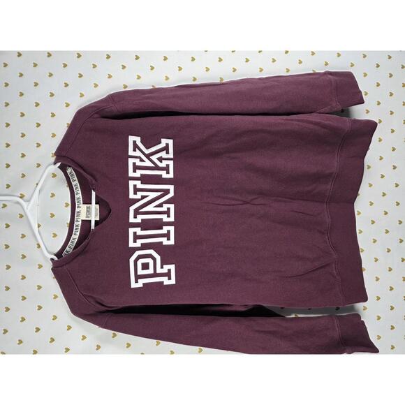 PINK Victoria's Secret Tops - Victorias Secret PINK XS V neck Sweater Shirt Maroon Red Logo